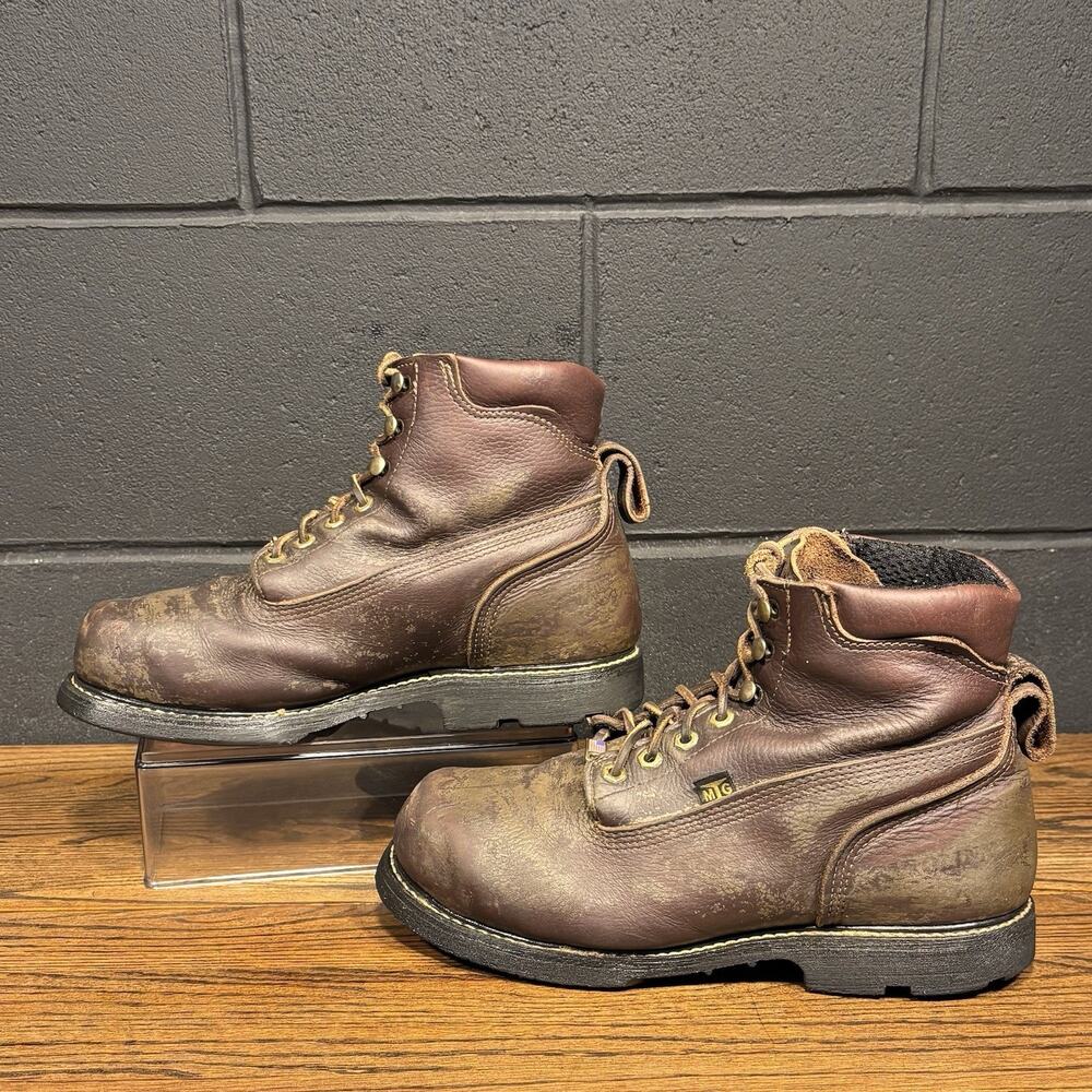 Vintage Carolina Brown Leather Steel Toe Work Boots 10.5 EE Union Made In USA